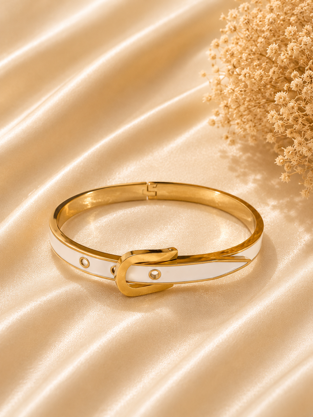 🤍 Ivory Belt Adjustable Gold Bangle